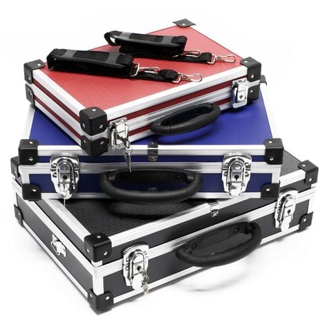 Set de maletines aluminio en negro, azul y rojo Juego maletas Cajas de aluminio para almacenaje