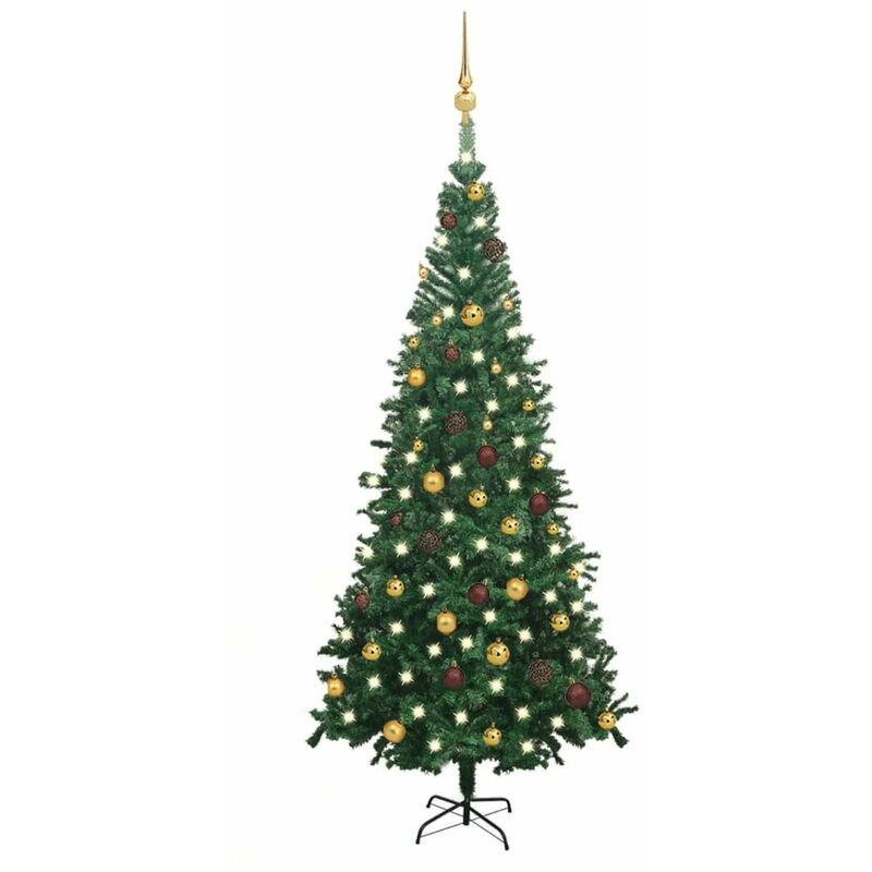 

Set de medio arbol de Navidad artificial LED bola L verde 240cm