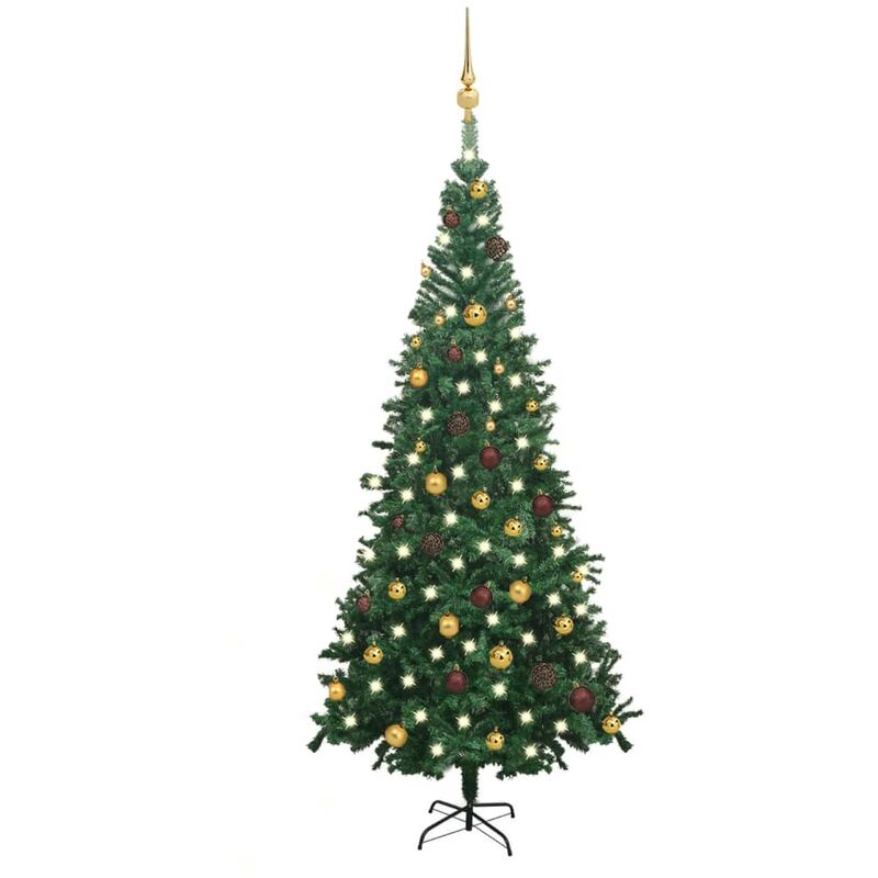 

Set de medio árbol de Navidad artificial LED bola L verde 240cm