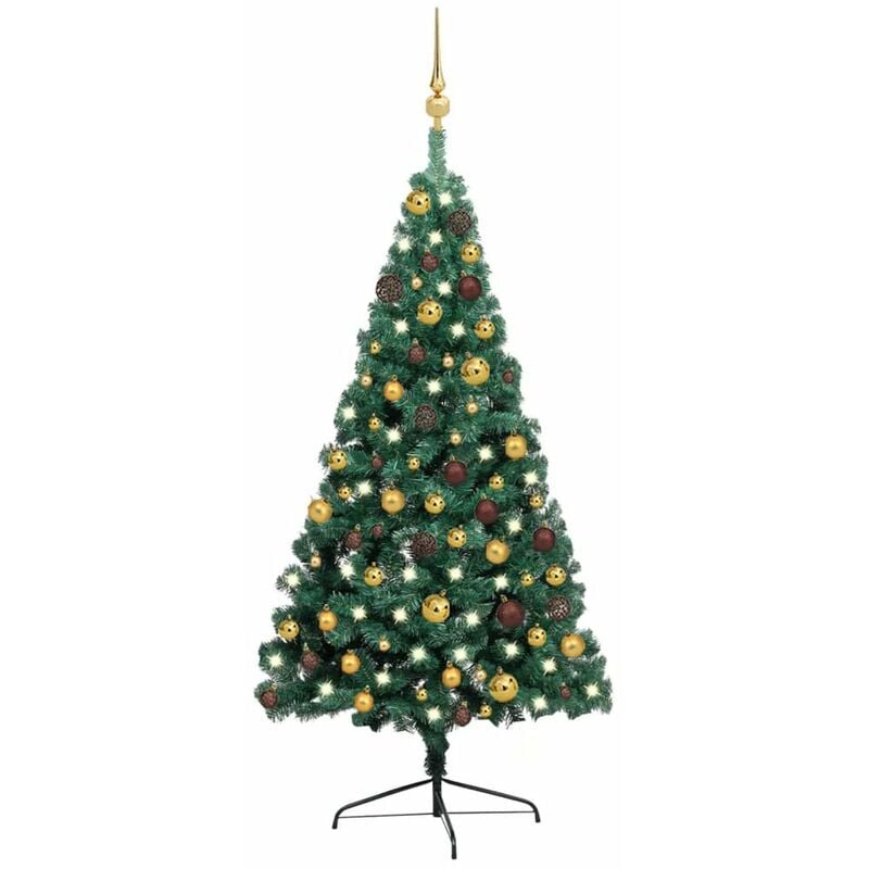

Set de medio arbol de Navidad artificial LED y bola verde 120cm