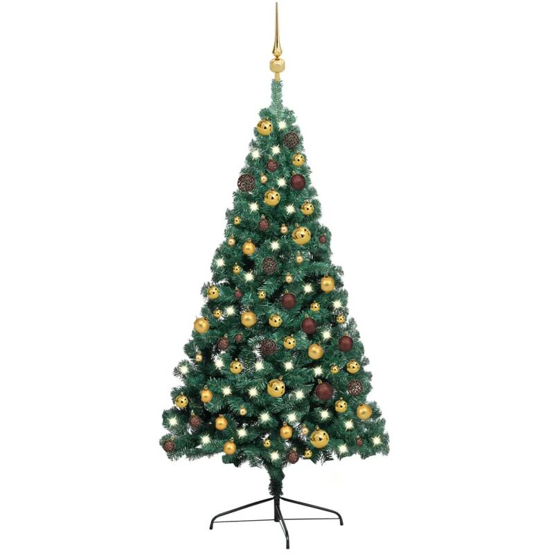 

Set de medio árbol de Navidad artificial LED y bola verde 120cm