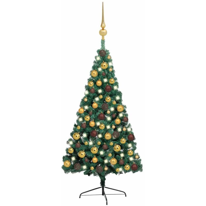 

Set de medio arbol de Navidad artificial LED y bola verde 150cm