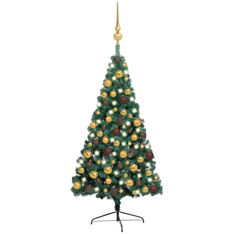 

Set de medio árbol de Navidad artificial LED y bola verde 150cm