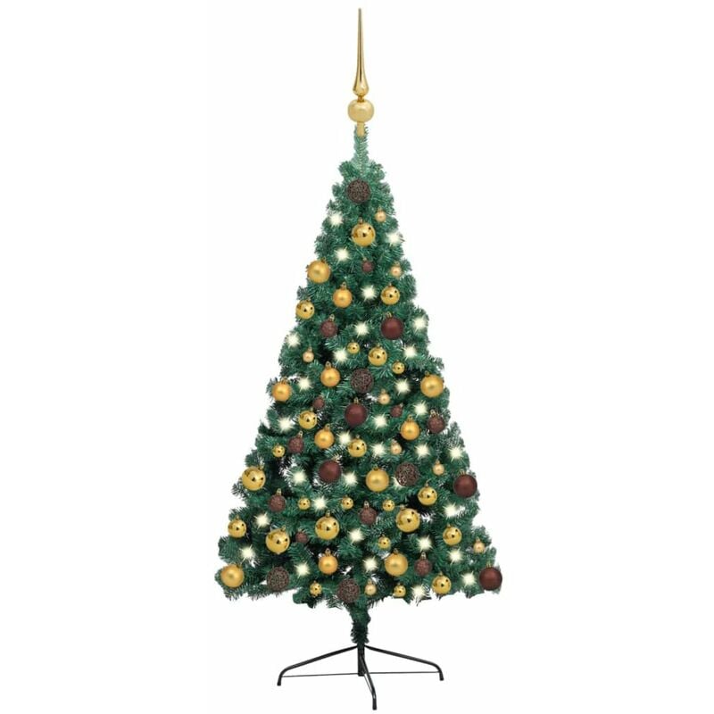 

Set de medio arbol de Navidad artificial LED y bola verde 180cm
