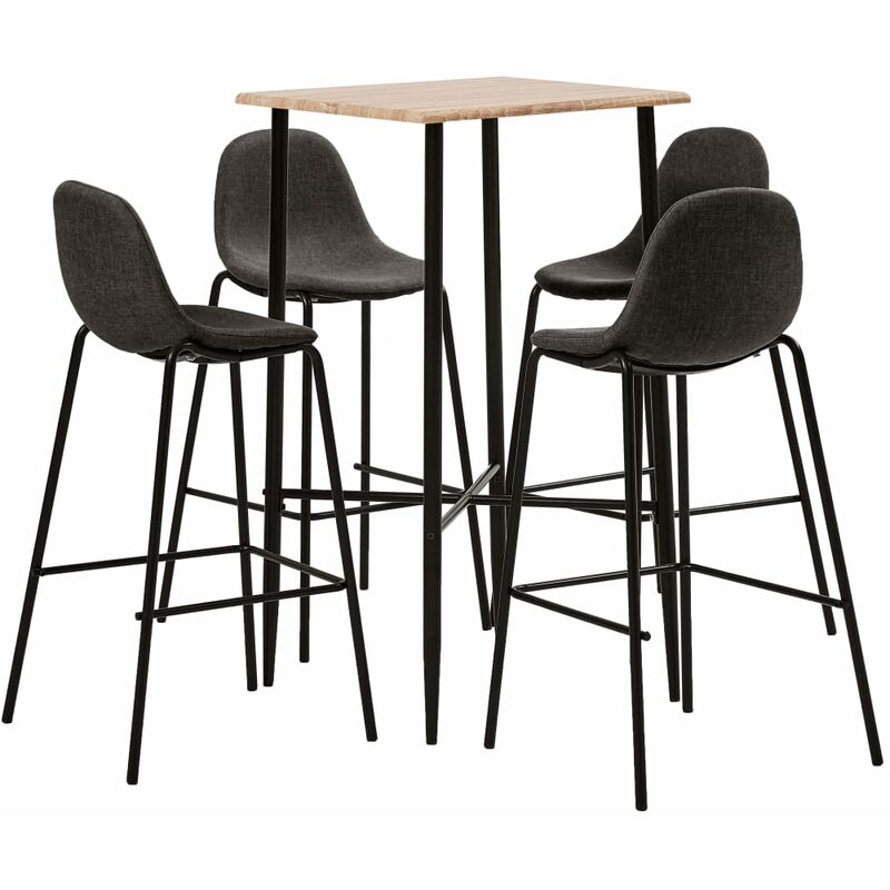 

Set de mesa alta y taburetes de cocina 5 pzas tela gris oscuro