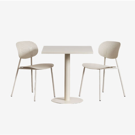 Set de mesa cuadrada 70x70 cm Mizzi y 2 sillas de jardín en polipropileno y hierro Tupah SKLUM             