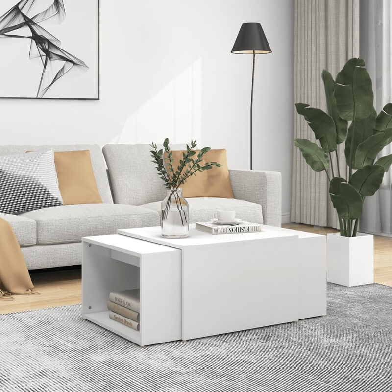 

Set de mesa de centro nido 3 pzas aglomerado blanca 60x60x30 cm
