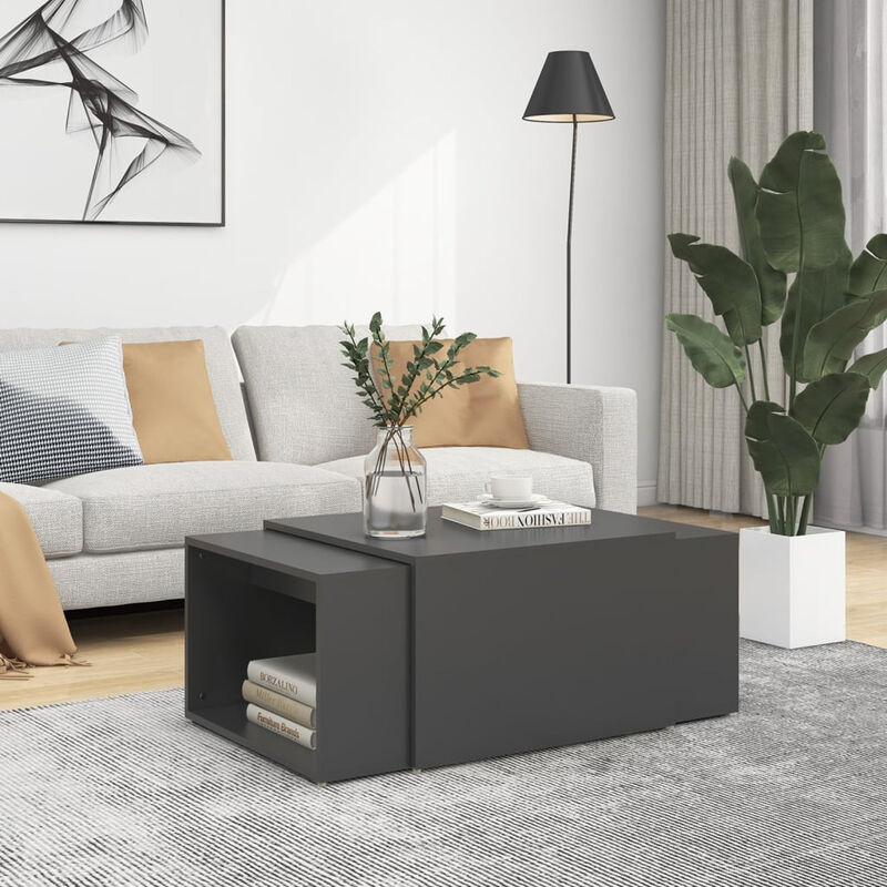 

Set de mesa de centro nido 3 pzas aglomerado gris 60x60x30 cm