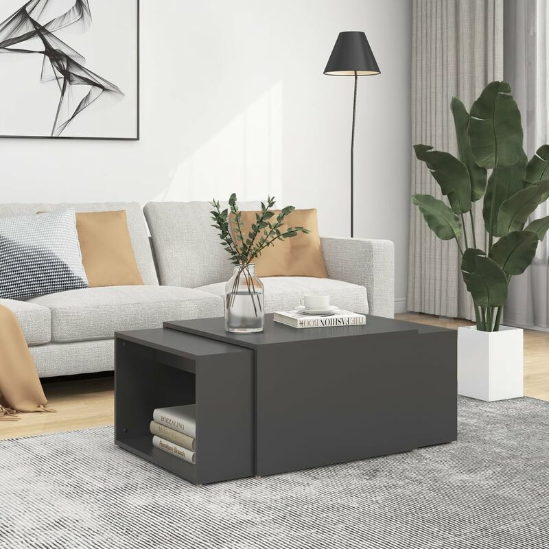 

Set de mesa de centro nido 3 pzas aglomerado gris 60x60x30 cm