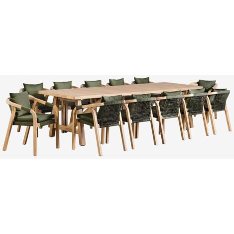 Set de Mesa Rectangular (300x100 cm) y 12 Sillas de Comedor en Madera de Acacia Dubai SKLUM             