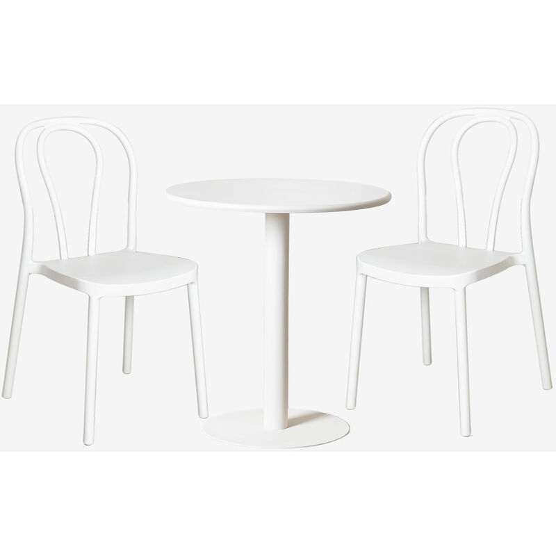 

Set de Mesa Redonda (Ø 70 cm) y 2 Sillas de Jardín Mizzi Blanco - Sklum