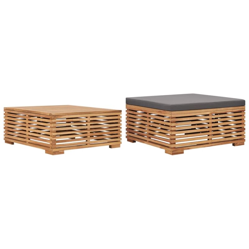 

Set de mesa reposapiés de jardín cojín gris oscuro madera teca