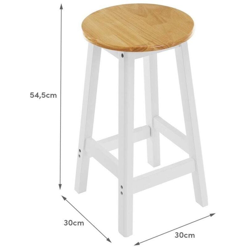 

Lolahome - Set de mesa y 2 taburetes de madera y MDF blanco y natural