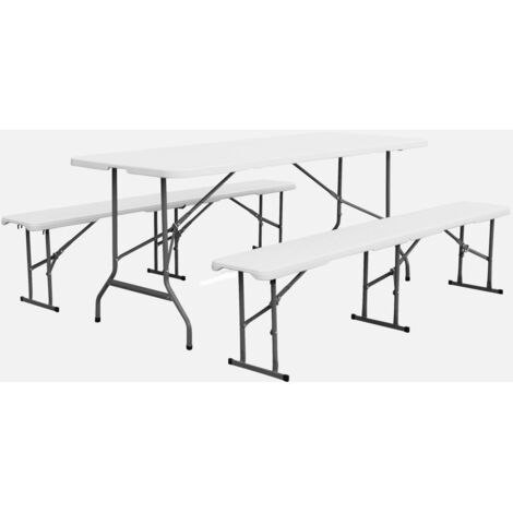 Set de mesa y bancos plegables portátiles para eventos