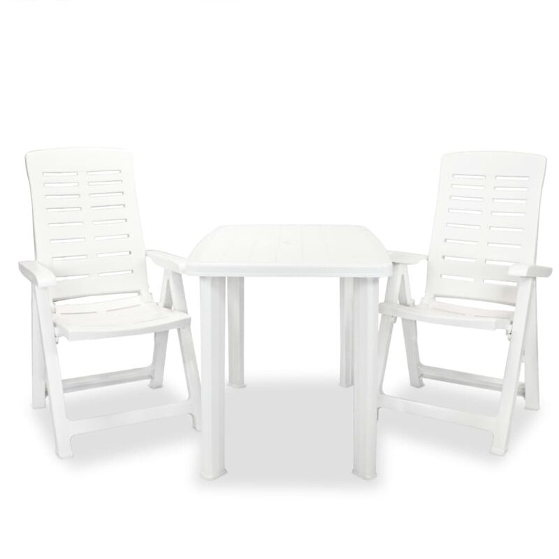 

Set de mesa y sillas bistró de jardín 3 piezas plástico blanco - Blanco