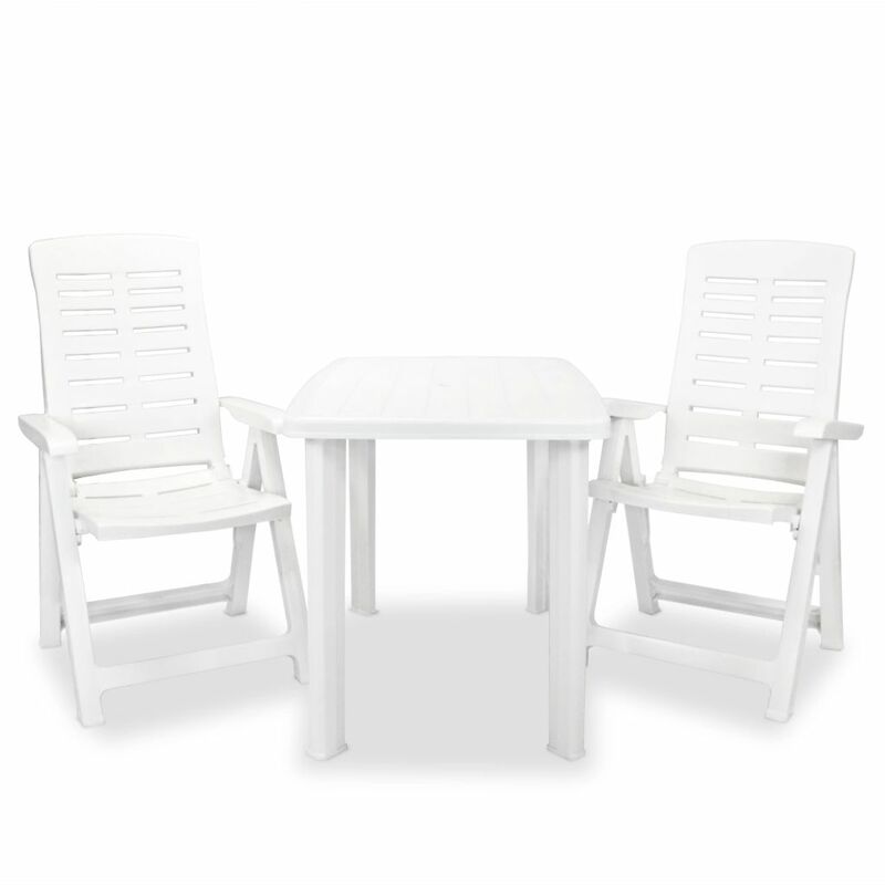 

Set de mesa y sillas bistró de jardín 3 piezas plástico blanco