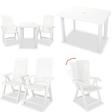 Set de mesa y sillas bistró de jardín 3 piezas plástico blanco - Comedor al aire libre - Sillas plegables