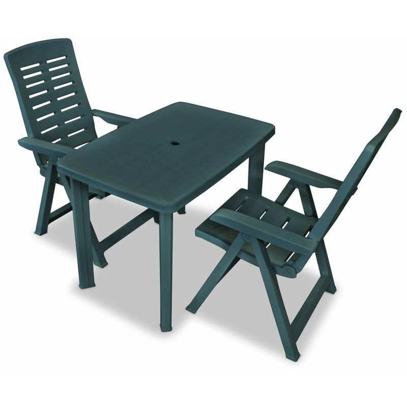 

Set de mesa y sillas bistró de jardín 3 piezas plástico verde