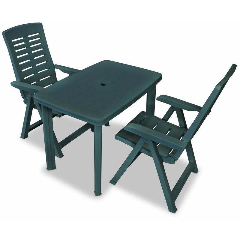 

Set de mesa y sillas bistro de jardin 3 piezas plastico verde