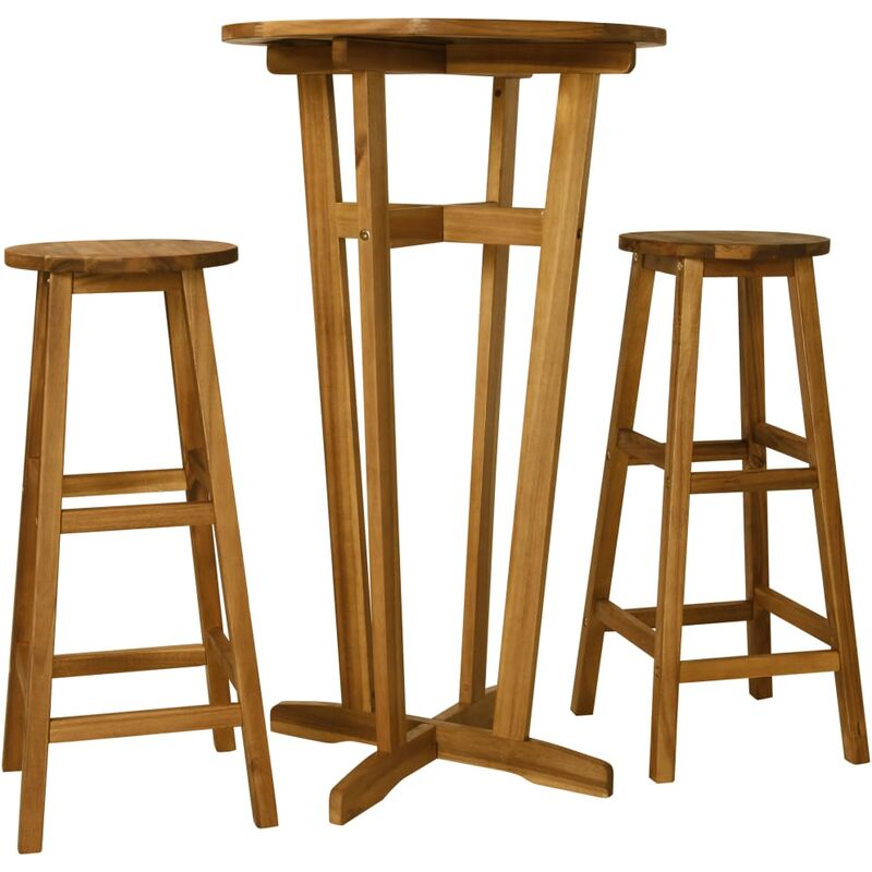 

Set de mesa y sillas de bar 3 piezas madera maciza de acacia