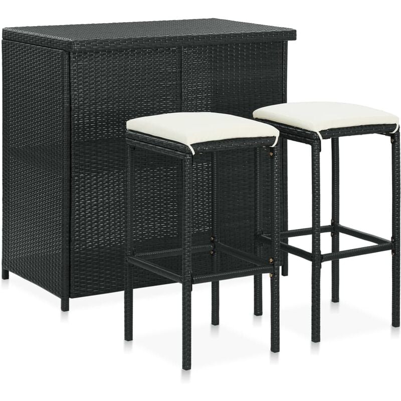 

Set mesa y sillas de bar jardín 3 piezas ratán sintético negro - Negro - Vidaxl