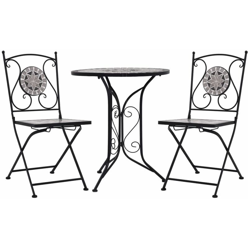 

Set de mesa y sillas de bistró 3 pzas con mosaico cerámica gris