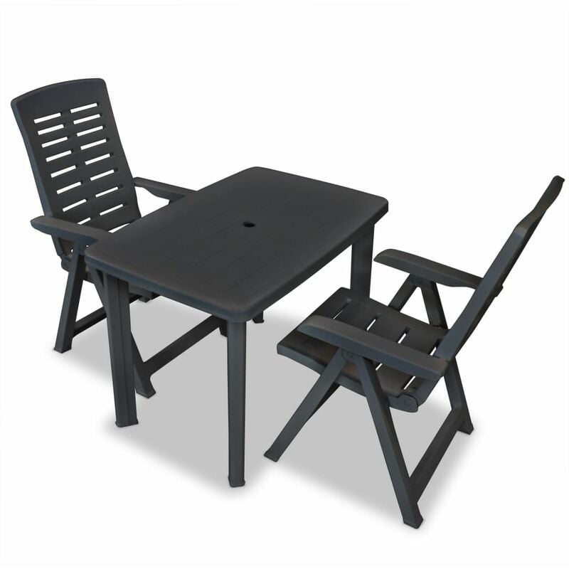

Set de mesa y sillas de jardín 3 piezas plástico gris antracita