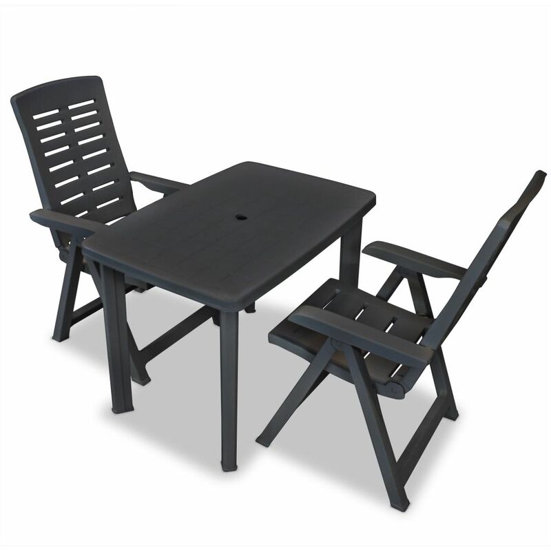 

Set de mesa y sillas de jardin 3 piezas plastico gris antracita