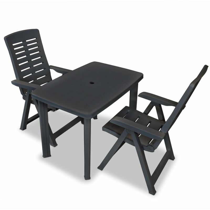 

Set de mesa y sillas de jardín 3 piezas plástico gris antracita - Gris