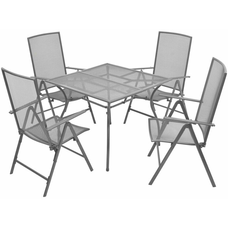 

Set de mesa y sillas plegables de jardin 5 piezas acero gris