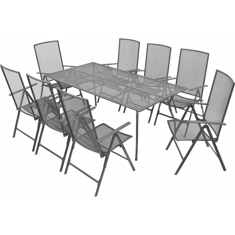

Set de mesa y sillas plegables de jardin 9 piezas acero gris