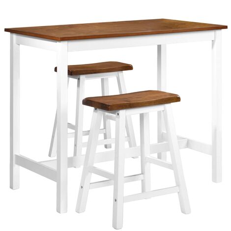 Set de mesa y taburete de bar 3 piezas madera maciza vidaXL - Marrón
