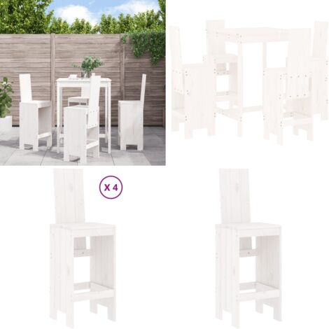 Set de mesa y taburetes altos jardín 5 pzas madera pino blanco - Muebles de exterior - Mesa de jardín