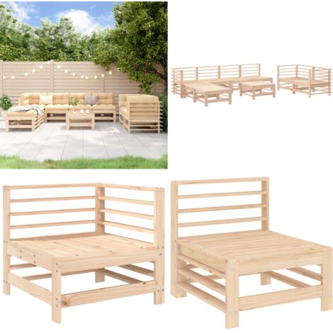 Set de mesa y taburetes altos jardín 9 pzas madera maciza pino - Muebles de jardín - Sofás de exterior