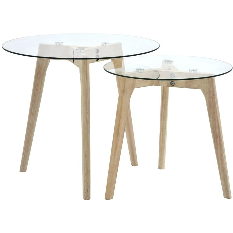 

Set de mesas auxiliares 2 piezas vidrio templado