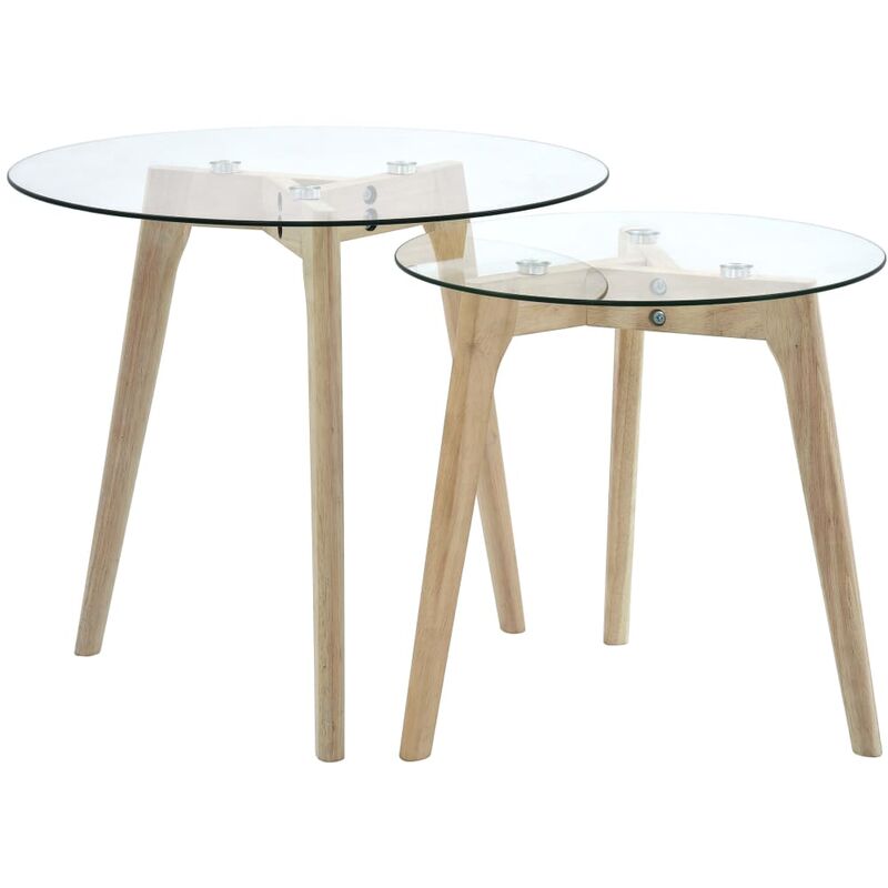 

Set de mesas auxiliares 2 piezas vidrio templado - Transparente