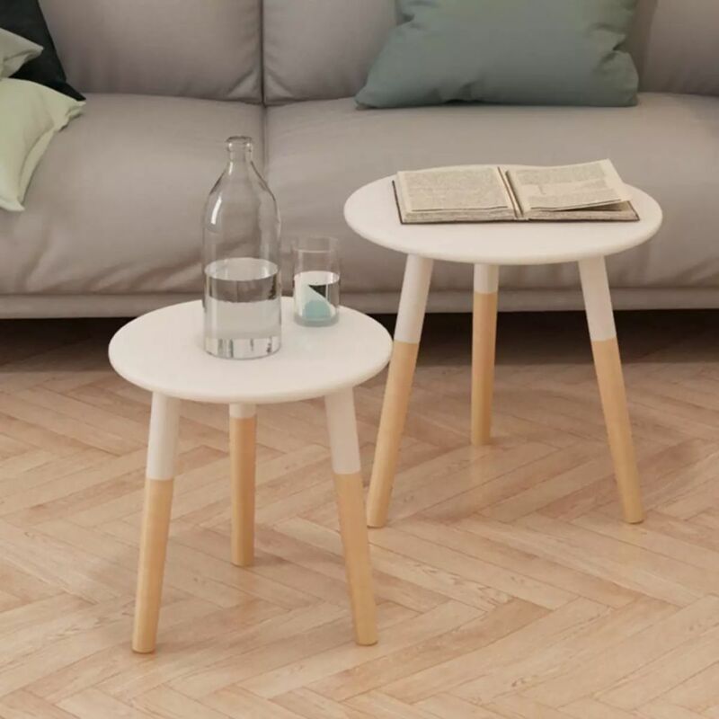 

Set de mesas auxiliares 2 unidades madera maciza de pino blanco