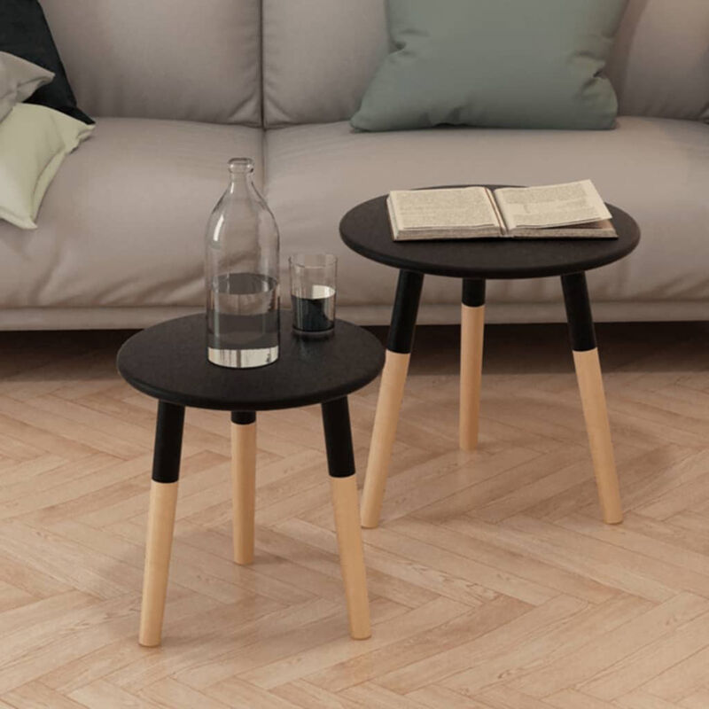 

Set de mesas auxiliares 2 unidades madera maciza de pino negro