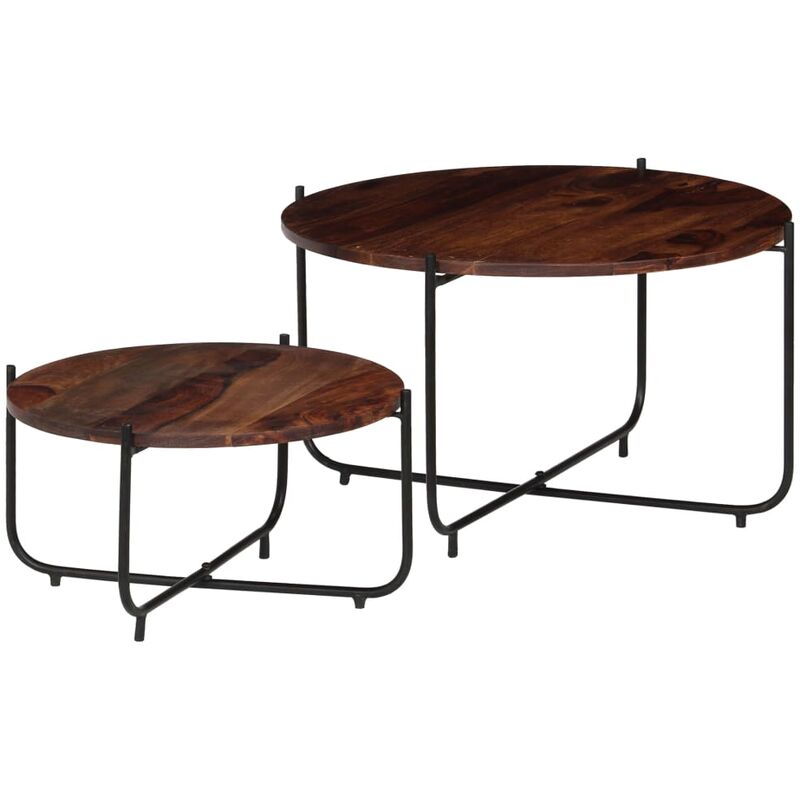 

Set de mesas de centro 2 piezas madera maciza sheesham 60x35 cm
