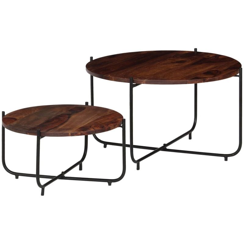 

vidaXL Set de mesas de centro 2 piezas madera maciza sheesham 60x35 cm - Marrón