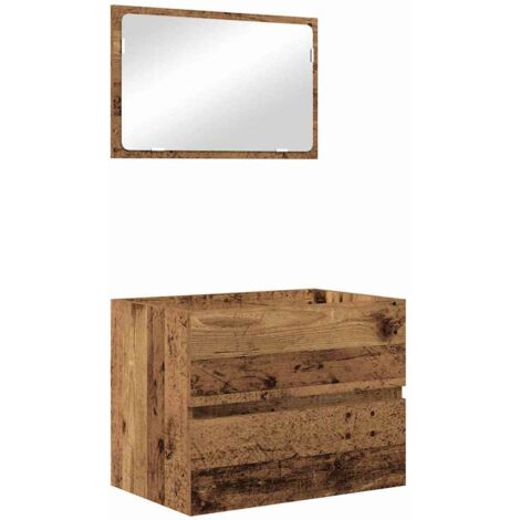 Set de Meubles de Salle de Bain avec tiroir 2 pcs,Ensemble d'armoires de salle de bain Bois Ancien CFW84030