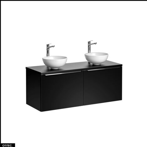 Set de meubles sous vasque - 120 cm - avec 2 Vasques à poser et Plan - BOLD BLACK