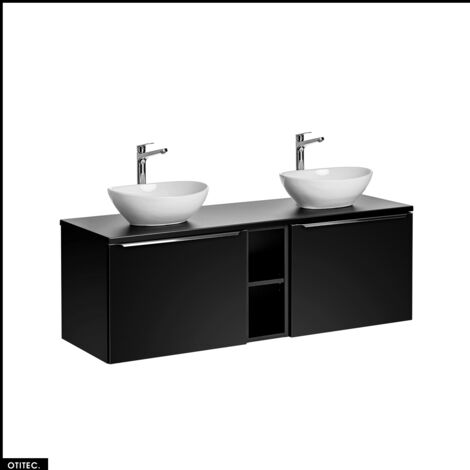 Set de meubles sous vasque - 140 cm - avec 2 Vasques à poser et Plan - BOLD BLACK