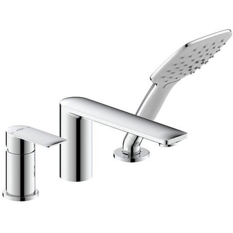 Set de mitigeurs bain 3 trous Nomoro avec douchette, saillie 200 mm, chrome