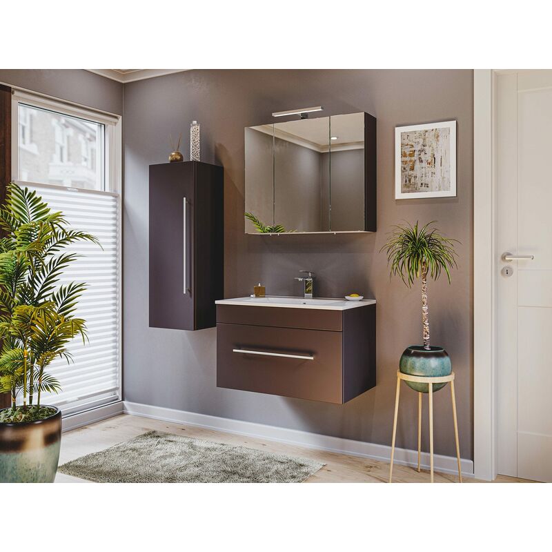 

Set de mueble de baño 75cm incl. luz, todos los lados antracita
