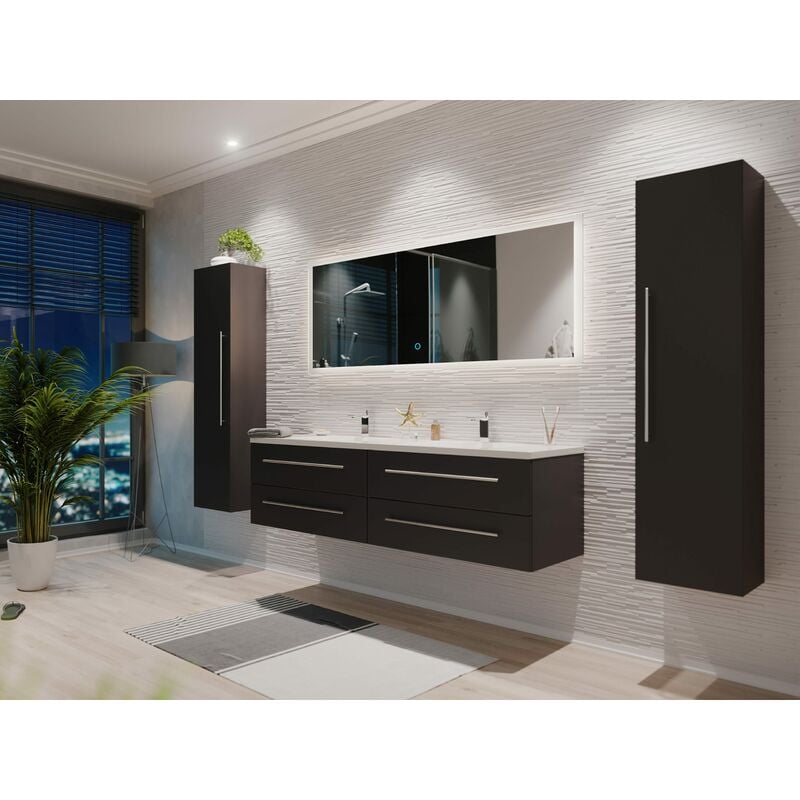 

Set de mueble de baño Colossos 160 4 Partes con espejo-LED Antracita sedoso