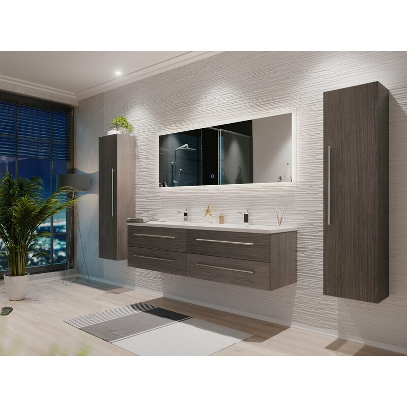 

Set de mueble de baño Colossos 160 4 Partes con espejo-LED Antracita vetado