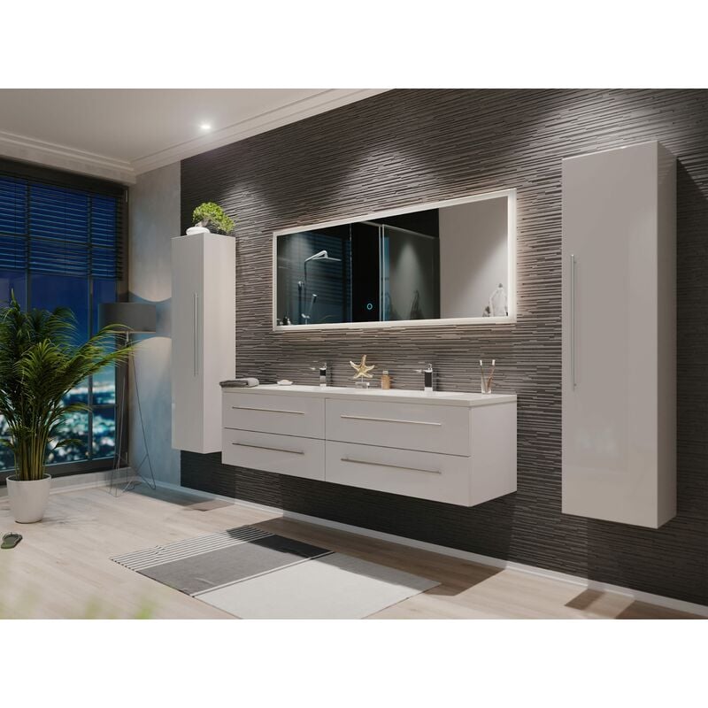 

Set de mueble de baño Colossos 160 4 Partes con espejo-LED Blanco intenso