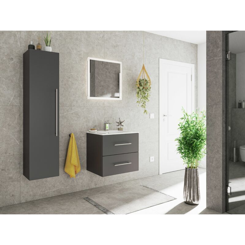 

Set de mueble de baño Firenze 60 (3 part./A) Antracita satinado incl. Espejo-LED