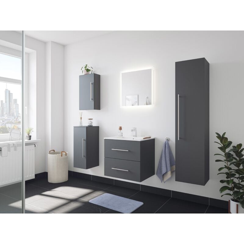 

Set de mueble de baño Firenze 60 (5 part./A) incl. Espejo-LED Antracita satinado